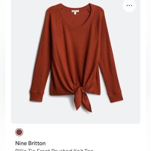 Nine Britton Women's Tie Front Knit Top in Rust